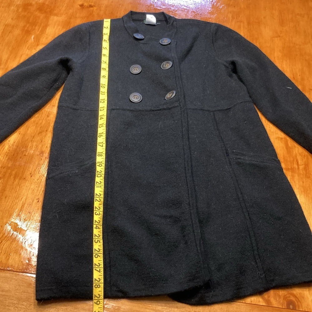 J.Crew‎ Womens Black Double Breasted Knit Coat Mock Neck Classic Chic Jacket - Picture 4 of 8